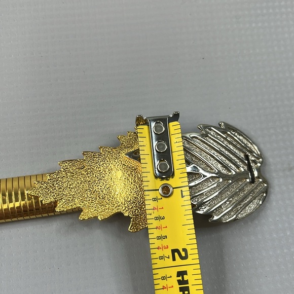 Vintage Accessocraft Gold Silver Tone Stretch Leaf belt Women’s S/M - Picture 8 of 9